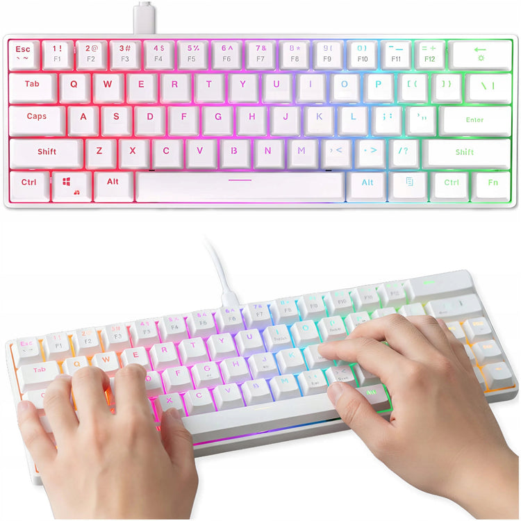 Mechaninė klaviatūra „Memflow“ 61 klavišas, balta, RGB, USB-C