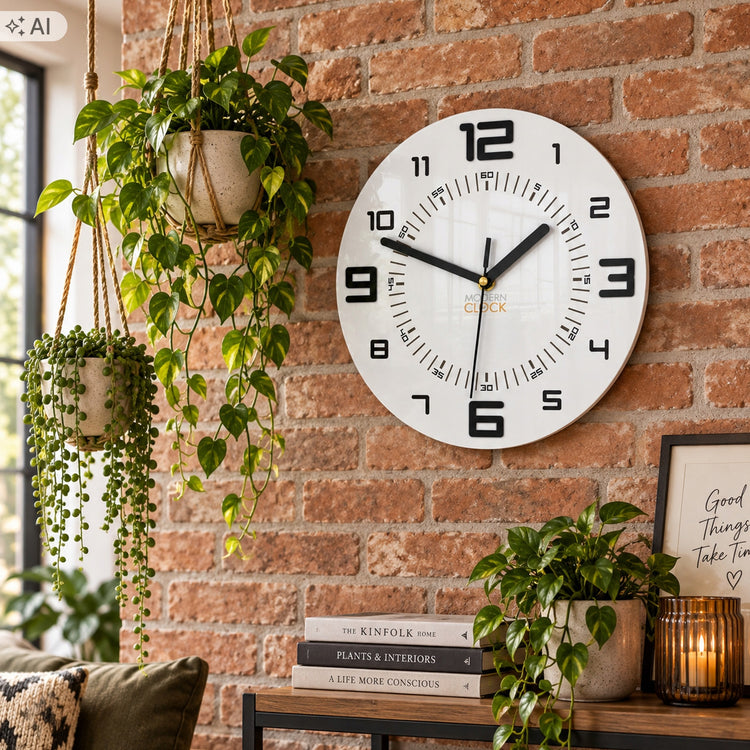 Sieninis laikrodis „ModernClock Armando“ su 3D skaitmenimis, Ø 28 cm