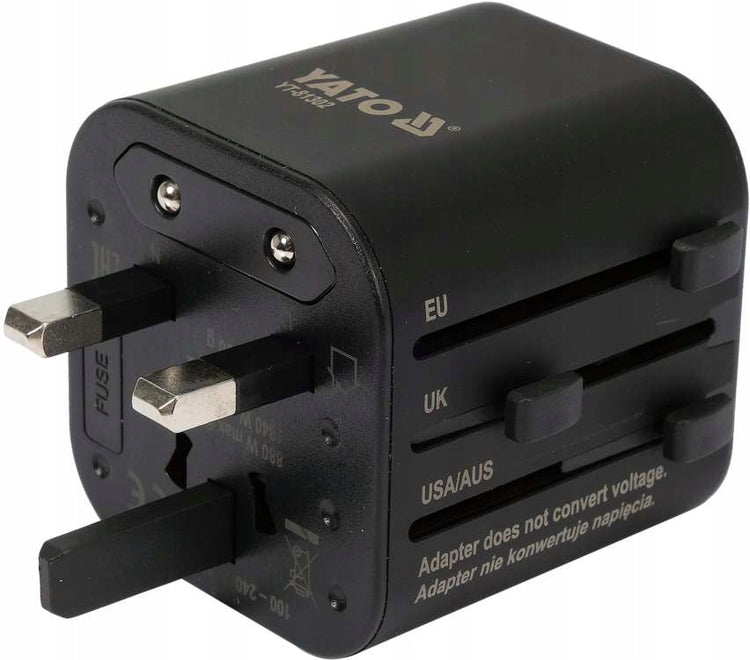 Universalus kelioninis adapteris „Yato YT-81302“ su saugikliu, daugiau nei 150 šalių