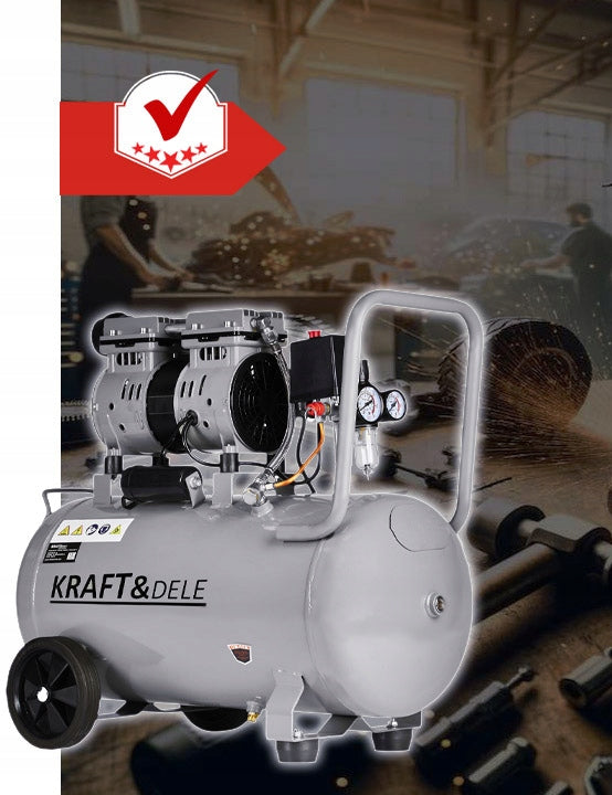 Tylus bealyvis oro kompresorius „Kraft&Dele KD1396“, 50 l, 8 bar, 2 stūmokliai, su separatoriumi