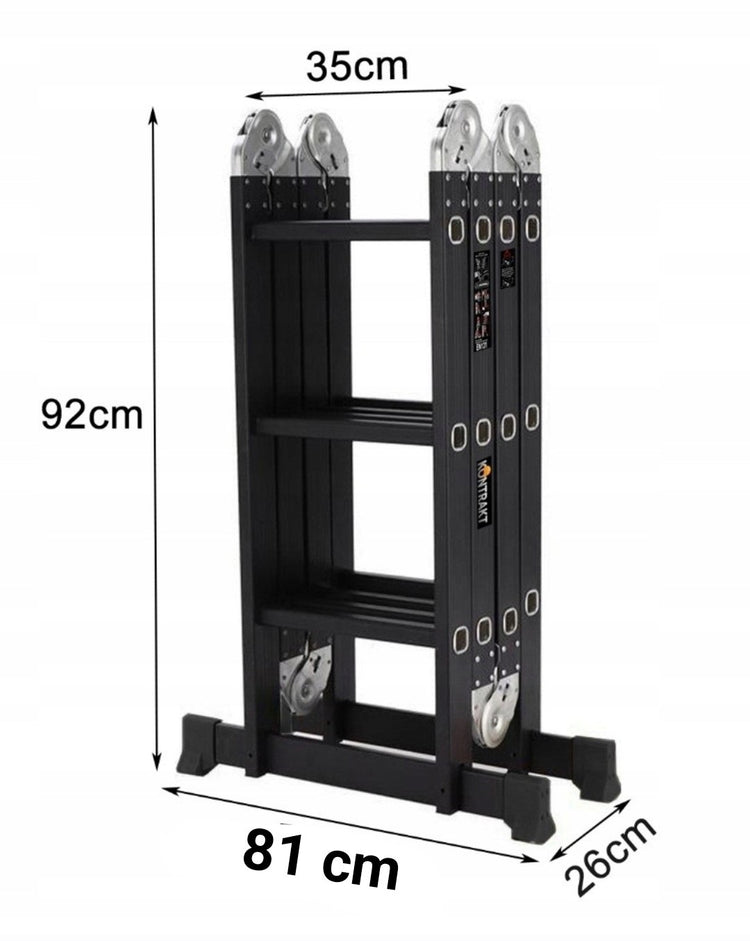 Daugiafunkcės aliuminės kopėčios su platforma „Kontrakt“ 4×3, 4,5 m, 150 kg