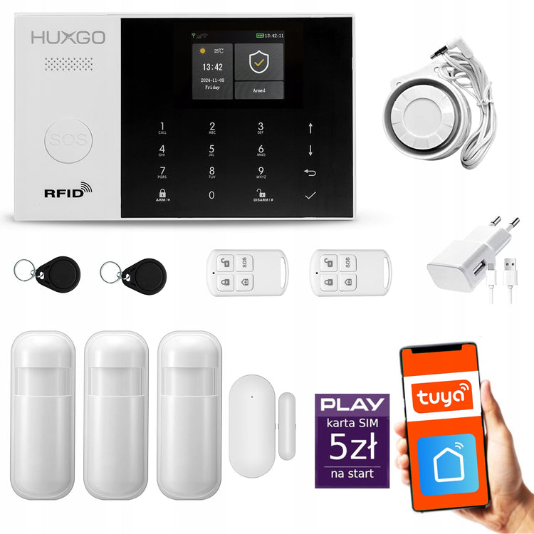 Belaidė GSM 4G / Wi-Fi signalizacija „HUXGO HXA005“ su Tuya