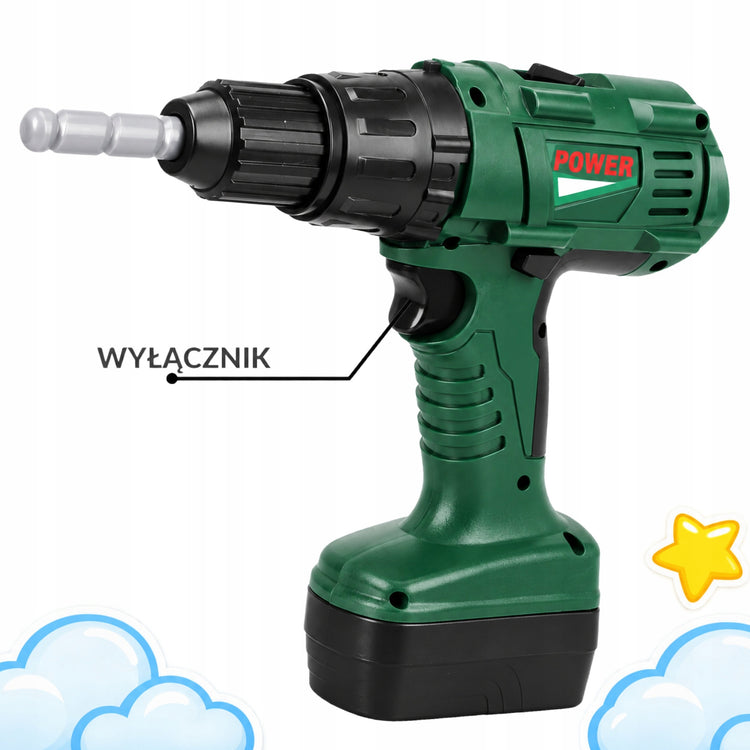 Vaikiškas DIY įrankių rinkinys su atsuktuvu ir dėže, 3+