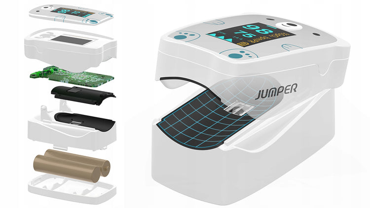 Vaikiškas pirštinis pulsoksimetras „Jumper JPD-500H“ su OLED ekranu