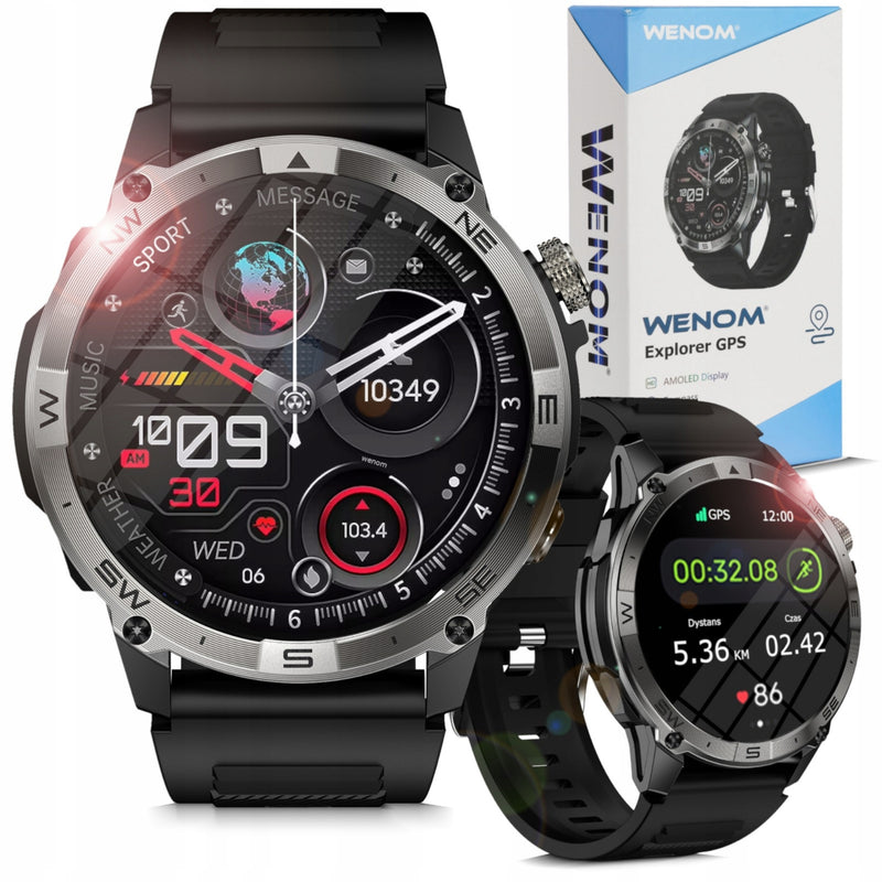 Išmanusis laikrodis su GPS „Wenom Explorer“, AMOLED, 107 sporto režimai