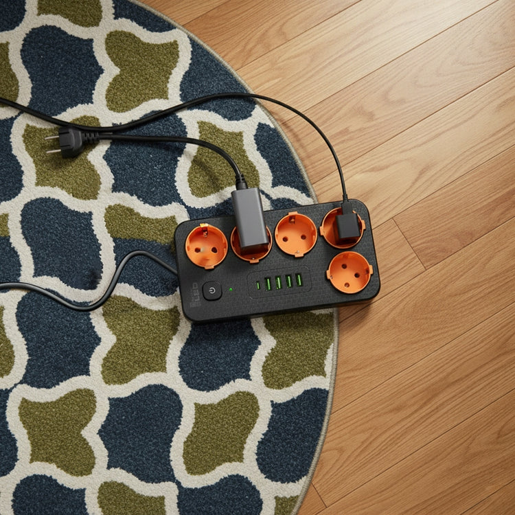 Ilgintuvas „Smartled“, 5 lizdai, USB, 3 m, juodas