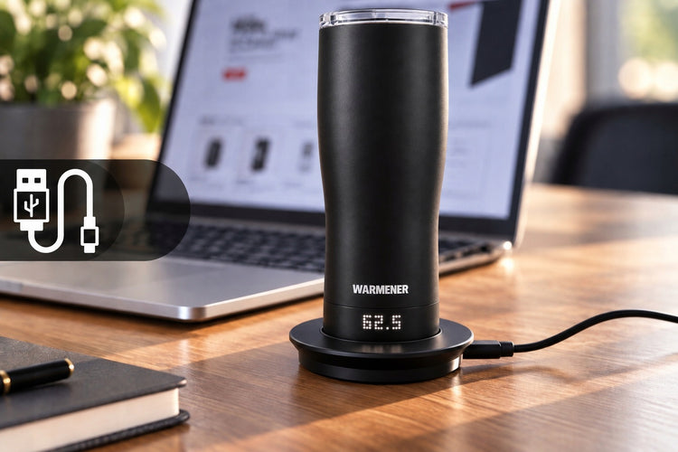 Išmanusis šildomas termo puodelis „Warmener“ 560 ml, USB