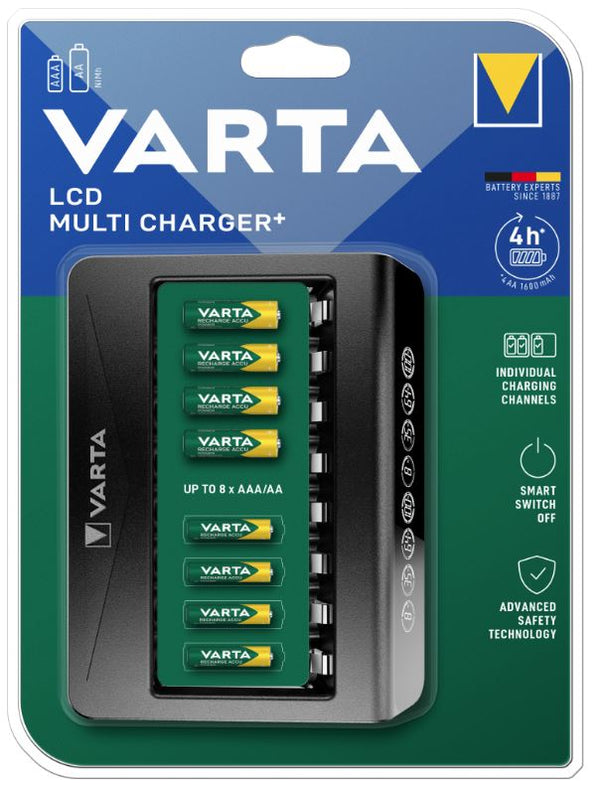 Elementų kroviklis „Varta LCD Multi Charger+“ 8× AA/AAA