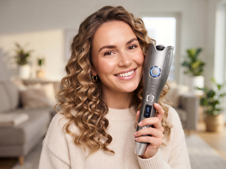 Automatinės besisukančios garbanojimo žnyplės „Riborn Beauty Pro“ su keratinu, 50 W