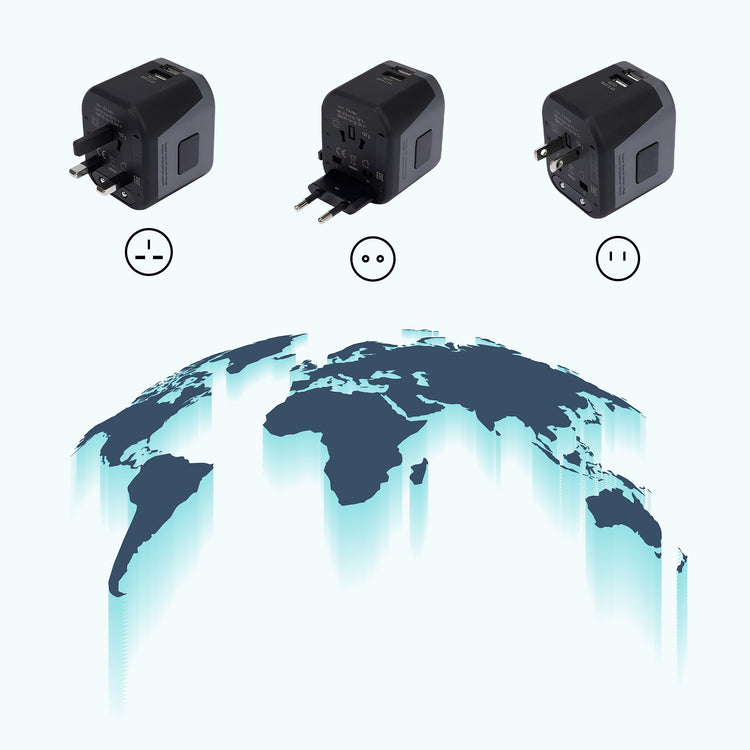 Universalus kelioninis adapteris „Extralink CHARESL07“ su 2 USB ir USB-C