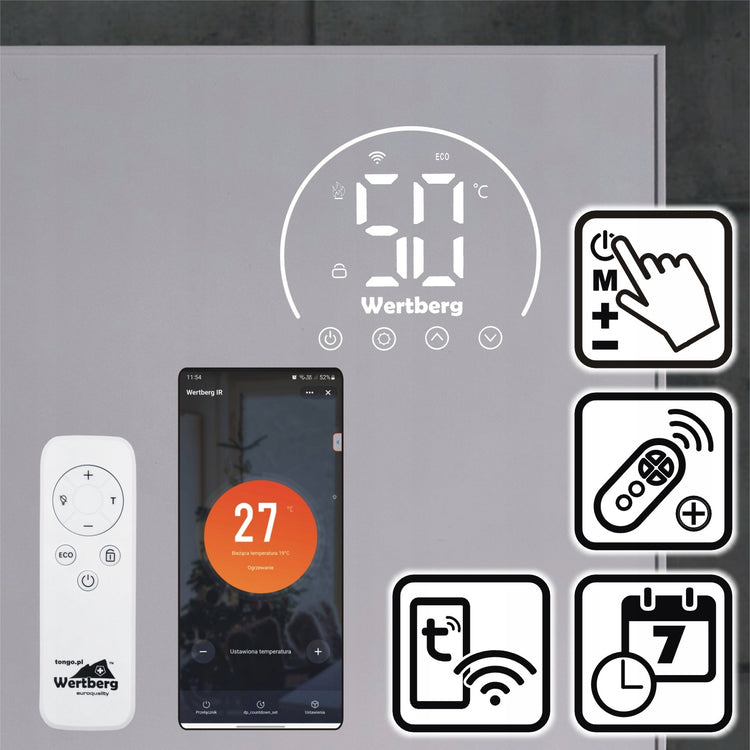 Infraraudonųjų spindulių šildytuvas „Wertberg IR 9.80“ su Wi-Fi ir pultu, 800 W – nuotrauka 6
