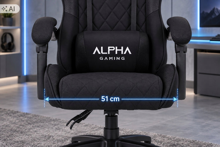 Žaidimų kėdė „Alpha Gaming“, audininė, juoda – nuotrauka 5