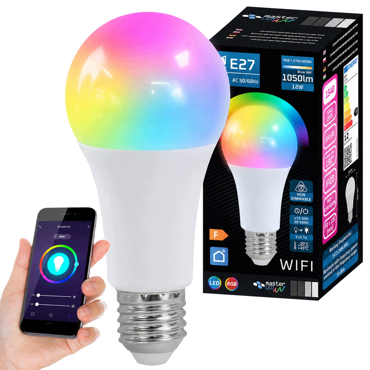Išmanioji Wi-Fi LED lemputė „Masterled“ E27, RGB + CCT, 12 W, 1050 lm, Tuya