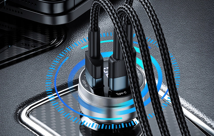 Automobilinis kroviklis „Essager“ 80 W su ekranu: 2× USB-A + USB-C, PD