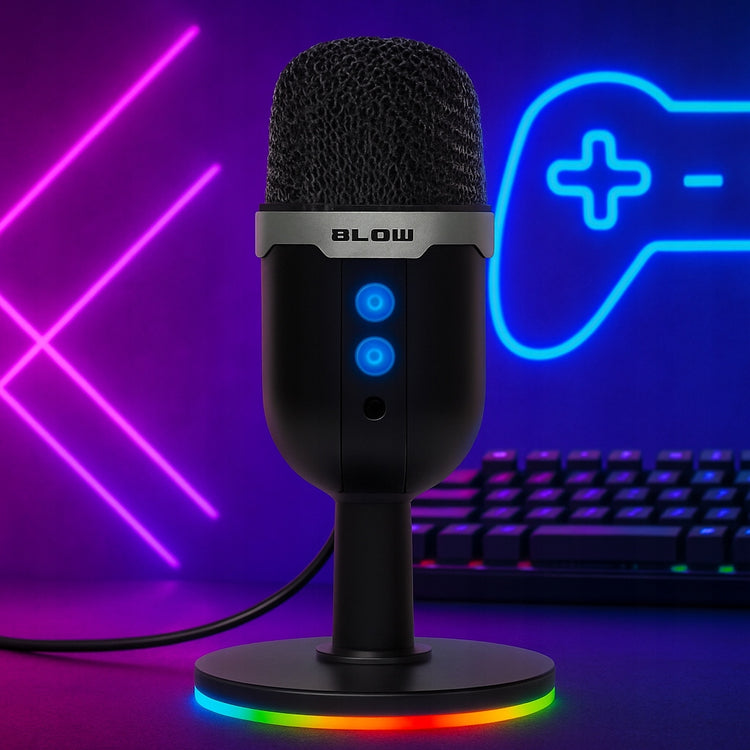 Žaidimų mikrofonas „Blow RGB Wave“, kondensatorinis, USB