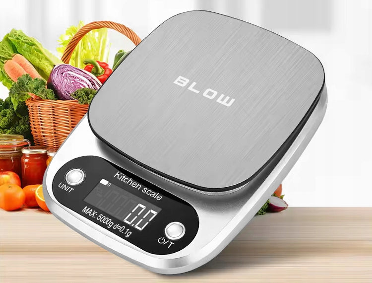 Elektroninės virtuvinės svarstyklės „Blow KS203“, 5 kg / 0,1 g, sidabrinės