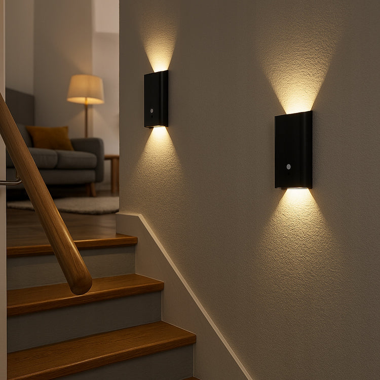 LED laiptų šviestuvas su judesio jutikliu „Masterled“, įkraunamas, juodas