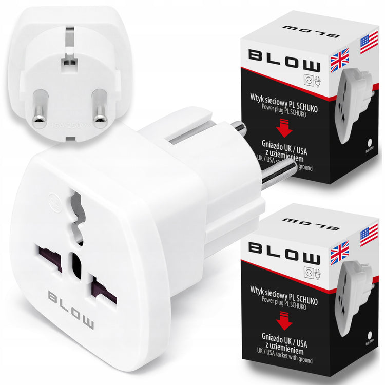 Kelioninis adapteris „Blow 72-304“ iš UK / US kištuko į EU lizdą