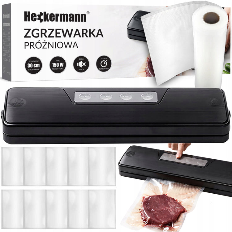 Vakuuminis maisto pakuotuvas „Heckermann“ su maišeliais ir plėvele, 150 W