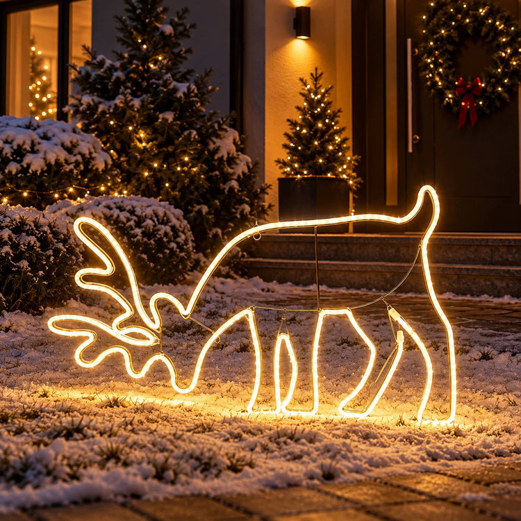 LED neono šiaurės elnias „Gotel“, 100 cm, 8 režimai, lauko dekoracija