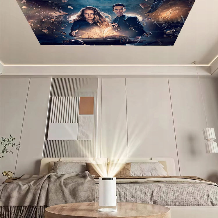 Mini projektorius „Zenwire“ su „Android TV“ ir Wi-Fi 6, pasukamas 360°