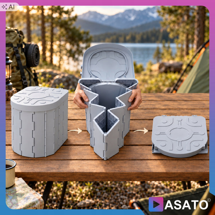 Sulankstomas turistinis tualetas su maišeliais „Asato Easy Clean“, 25 l