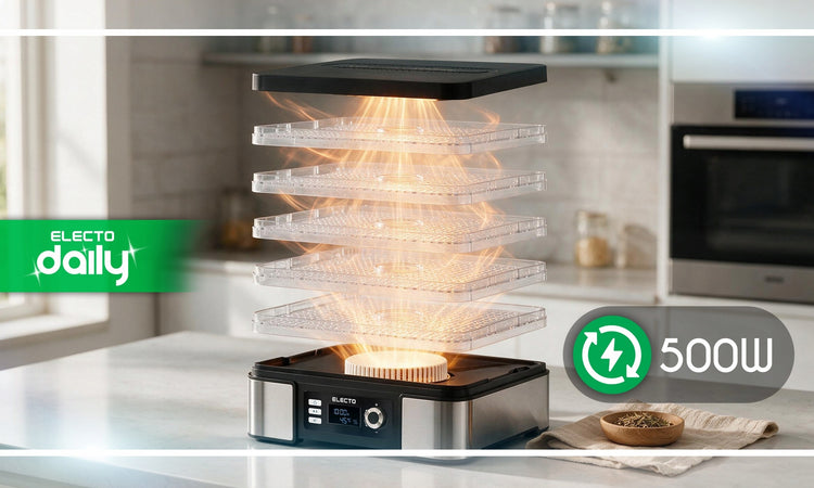 Maisto džiovyklė su laikmačiu ir termoventiliacija, 15 l, 500 W, 6 lentynos – nuotrauka 6