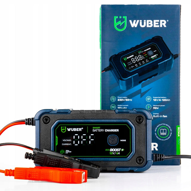 Mikroprocesorinis akumuliatorių įkroviklis „Wuber“ 12 V, 6 A, su LCD