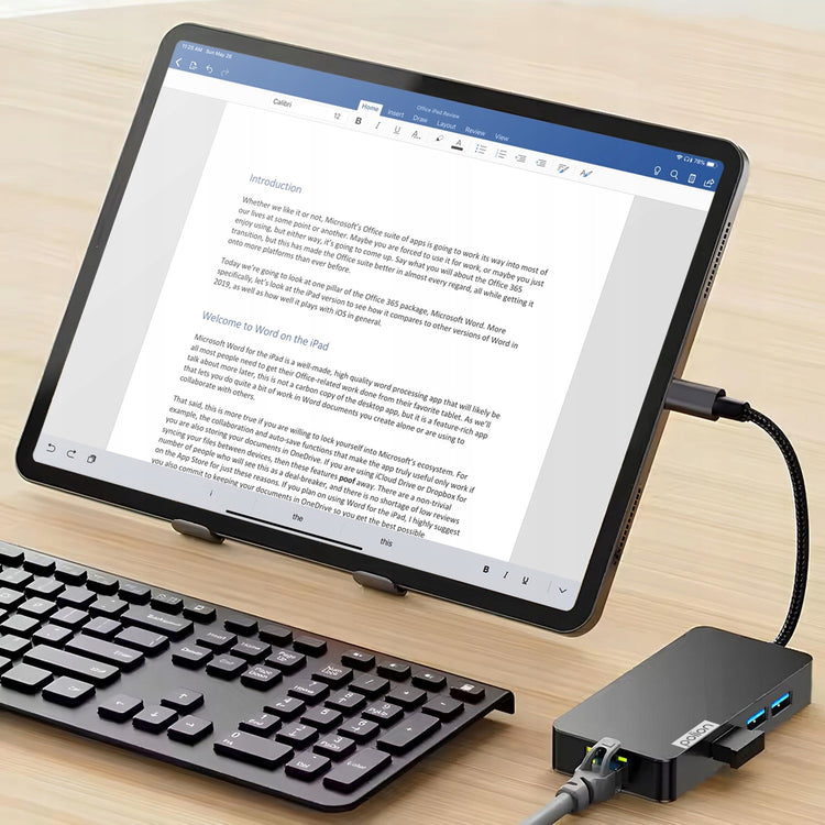 USB-C šakotuvas „POLION PLNA028“ 6 in 1: USB 3.2, PD 100 W, HDMI 4K, LAN 1 Gb