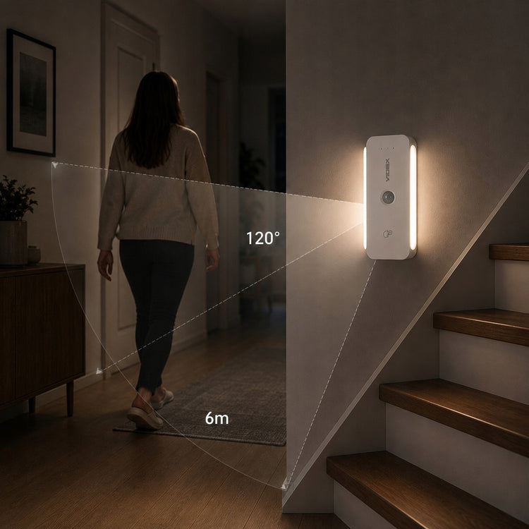 Įkraunamas LED šviestuvas su judesio jutikliu „Videx“, magnetinis, 11 cm