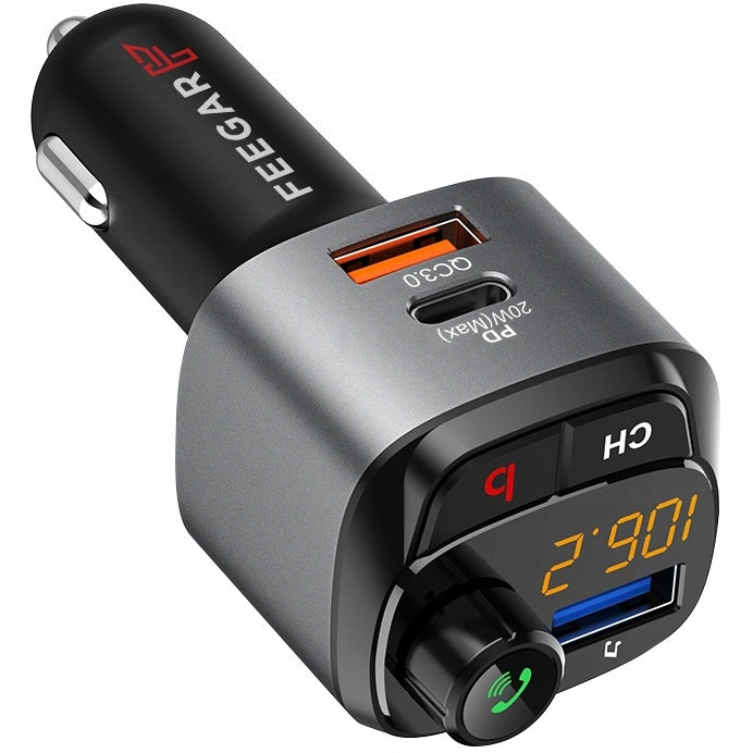 Bluetooth FM siųstuvas su greituoju krovikliu „Feegar Q100 Pro“ QC 3.0 + PD