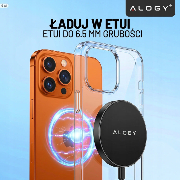 Itin plonas indukcinis kroviklis „Alogy SlimCharge“ 15 W, Qi, su USB-C laidu