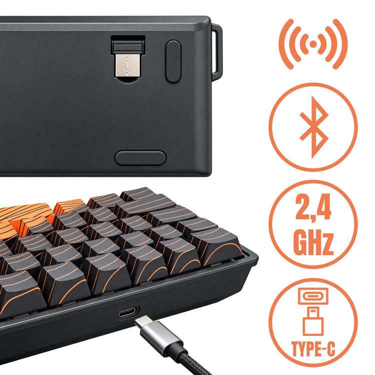 Belaidė mechaninė klaviatūra „Vibe“ 68 klavišai, Bluetooth, RGB
