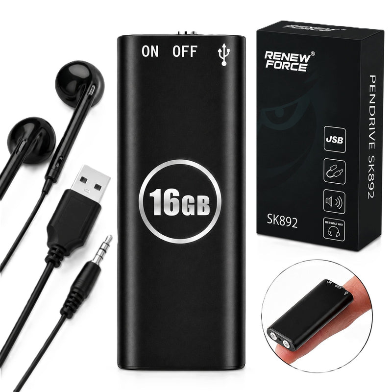 Mini diktofonas 16 GB su balso aktyvacija, iki 200 val. įrašo