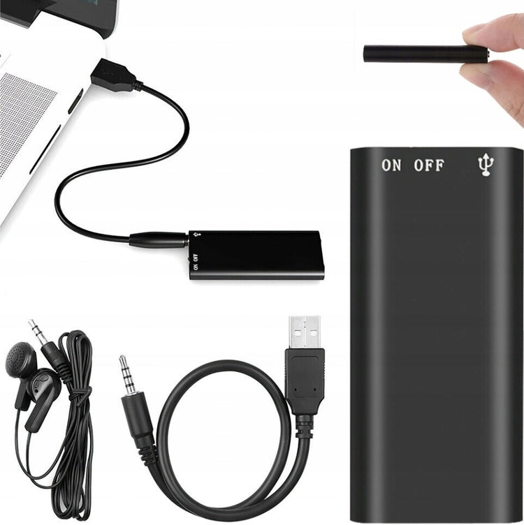 Mini diktofonas 8 GB, įkraunamas, su USB
