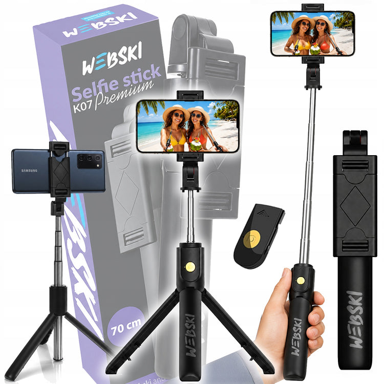 Asmenukių lazda-trikojis „Webski K07“ su Bluetooth pultu, iki 70 cm