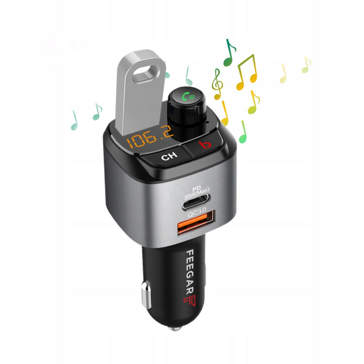 Bluetooth FM siųstuvas su greituoju krovikliu „Feegar Q100 Pro“ QC 3.0 + PD