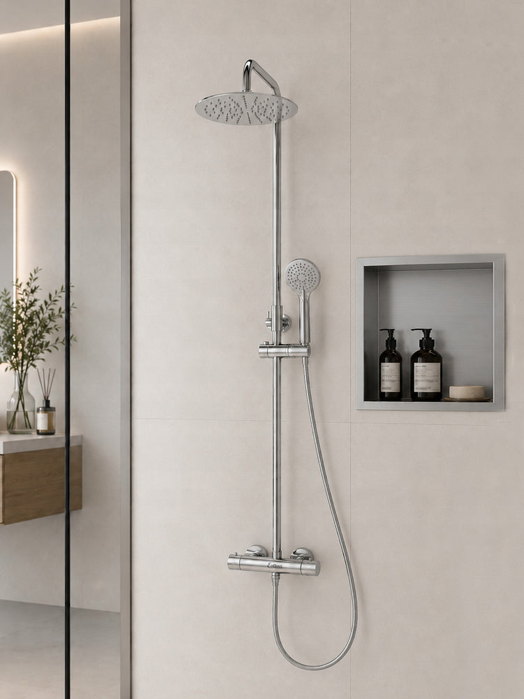 Termostatinis dušo komplektas „Estiva Berd“ su 20 cm lietaus galva