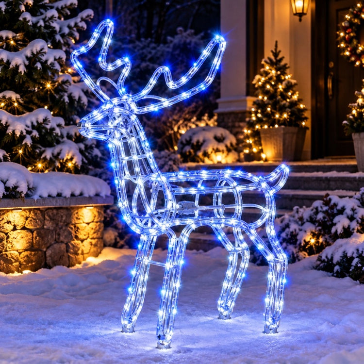 Šviečianti LED šiaurės elnio figūra su judančia galva, 110 cm