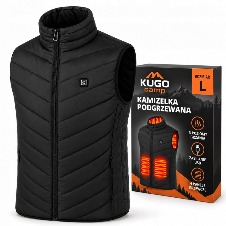 Šildoma liemenė su USB maitinimu, unisex, juoda, L dydis