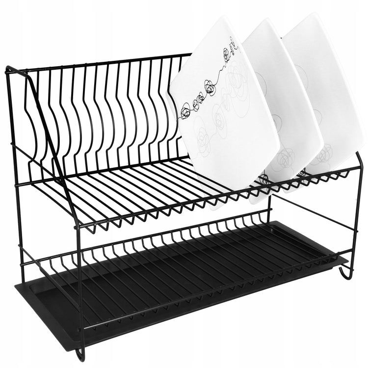 Dviejų aukštų indų džiovyklė „Primpol“, 47 cm, juoda