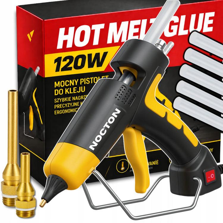 Karštų klijų pistoletas „Nocton“ 120 W, 11 mm, su 2 antgaliais