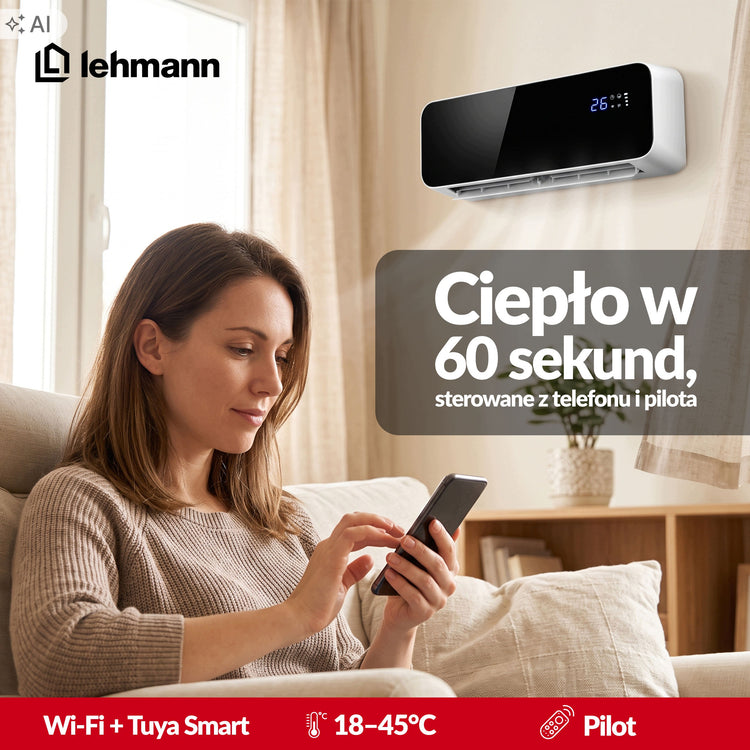 Oro užuolaida-šildytuvas „Lehmann Cepero“, 2000 W, su Wi-Fi ir pultu – nuotrauka 2