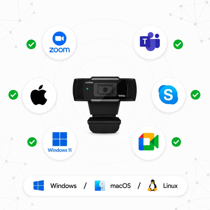 Internetinė kamera „eAdaptery“ Full HD 1080p su mikrofonu ir veido sekimu