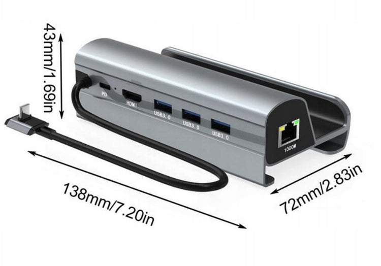 Steam Deck / ROG Ally doko stotelė 6 in 1: USB-C, HDMI 4K, Ethernet