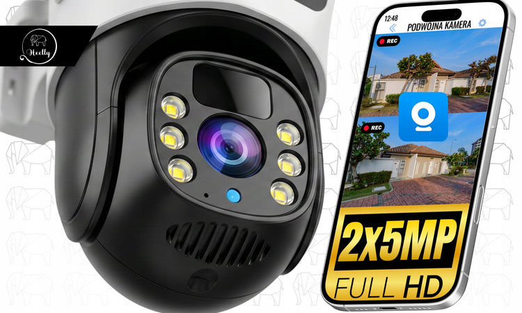 Dviguba saulės 4G lauko kamera „Heelly“ 2in1, 2×5 MP, pasukama, balta