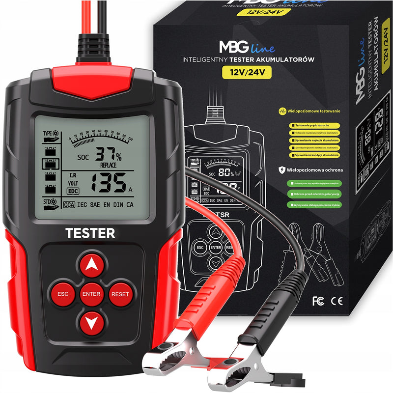 Skaitmeninis akumuliatorių testeris „MBG Line FBT200 PRO“, 12/24 V, 3–200 Ah, LCD