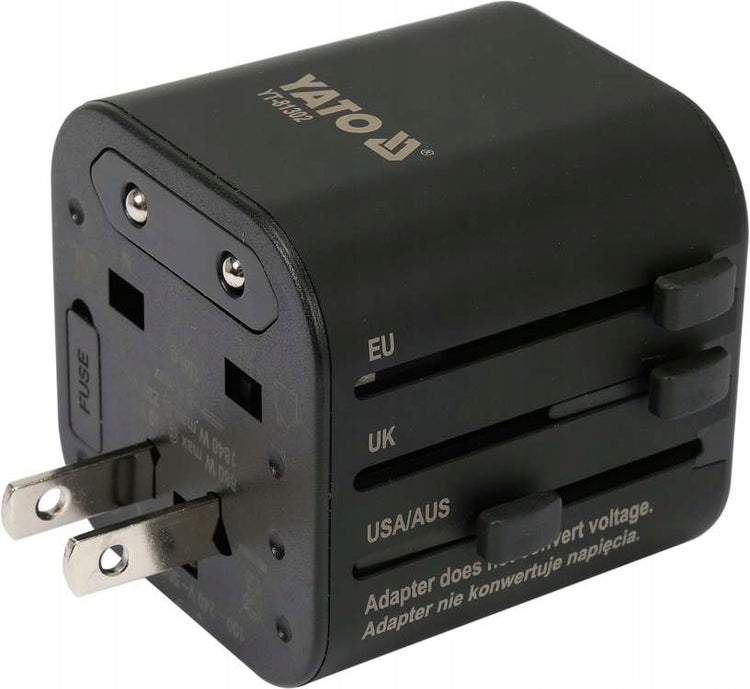 Universalus kelioninis adapteris „Yato YT-81302“ su saugikliu, daugiau nei 150 šalių