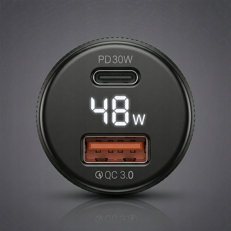 Automobilinis įkroviklis „Blavec BS-04B“ su ekranu, USB-C PD 30 W + USB QC 18 W