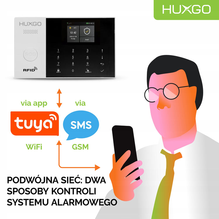 Belaidė GSM 4G / Wi-Fi signalizacija „HUXGO HXA005“ su Tuya